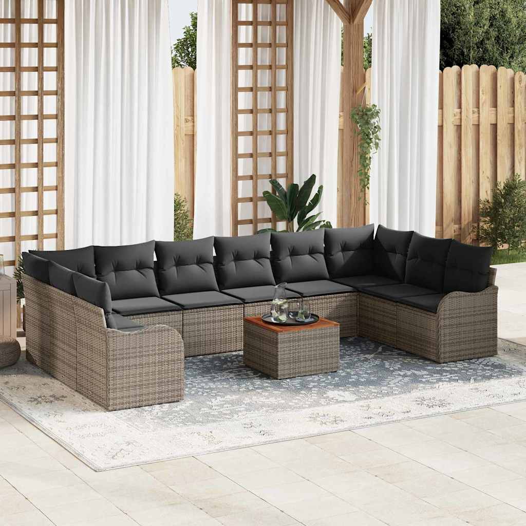 11-Piece Garden Sofa Set Beige Synthetic Rattan