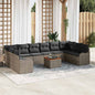 Conjunto de sofás de jardín 11 pcs Beige ratán sintético