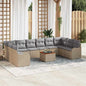 Conjunto de sofás de jardín 11 pcs Beige ratán sintético