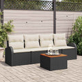 Conjunto de sofás de jardín 5 pcs Negro ratán sintético
