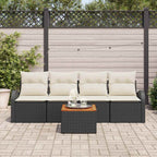 Conjunto de sofás de jardín 5 pcs Negro ratán sintético