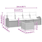 Conjunto de sofás de jardín 5 pcs Negro ratán sintético