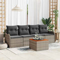 Conjunto de sofás de jardín 5 pcs Gris ratán sintético