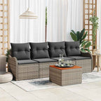 Conjunto de sofás de jardín 5 pcs Gris ratán sintético