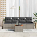 Conjunto de sofás de jardín 5 pcs Gris ratán sintético