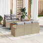 6-piece Garden Sofa Set Beige Synthetic Rattan