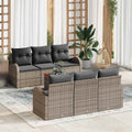 Conjunto de sofás de jardín 7 pcs Gris ratán sintético
