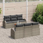 Conjunto de sofás de jardín 7 pcs Gris ratán sintético