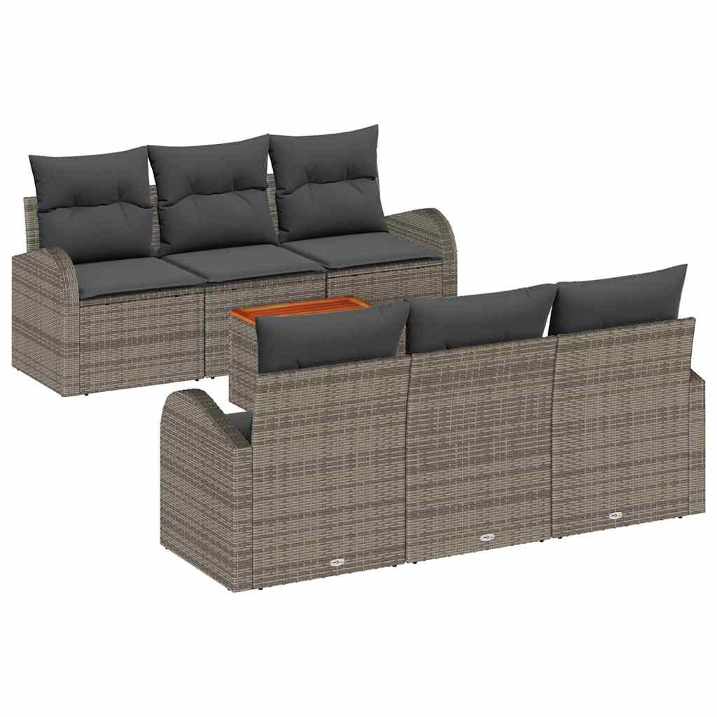 Conjunto de sofás de jardín 7 pcs Gris ratán sintético
