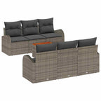 Conjunto de sofás de jardín 7 pcs Gris ratán sintético