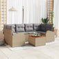 Conjunto de sofás de jardín 7 pcs Beige ratán sintético