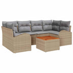 Conjunto de sofás de jardín 7 pcs Beige ratán sintético