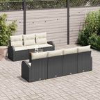Conjunto de sofás de jardín 8 pcs Negro ratán sintético