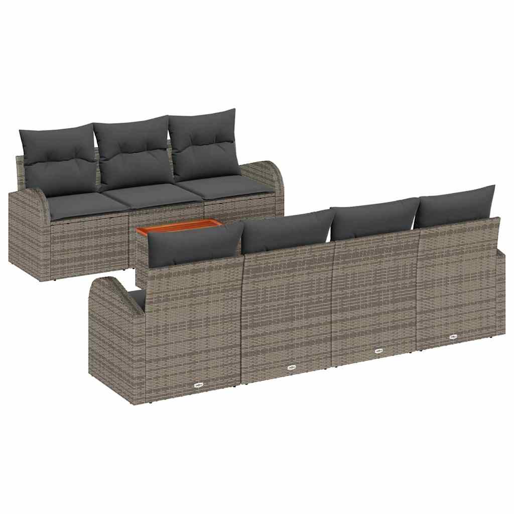 Conjunto de sofás de jardín 8 pcs Gris ratán sintético