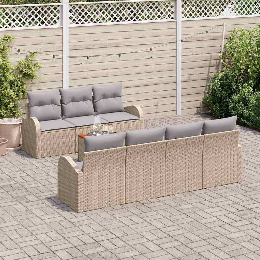 Conjunto de sofás de jardín 8 pcs Beige ratán sintético