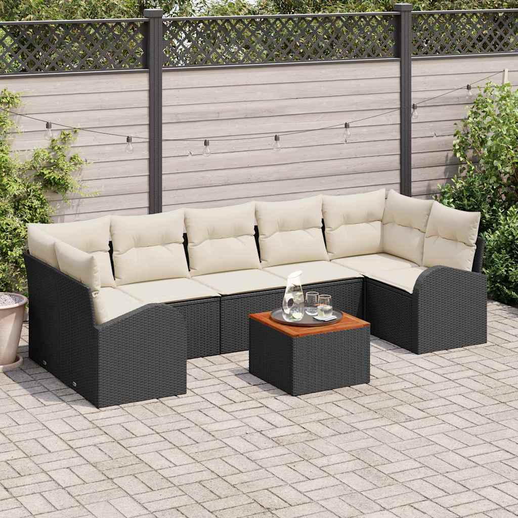Conjunto de sofás de jardín 8 pcs Beige ratán sintético