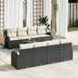 9-Piece Beige Synthetic Rattan Garden Sofa Set