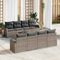 9-Piece Beige Synthetic Rattan Garden Sofa Set