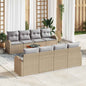 9-Piece Beige Synthetic Rattan Garden Sofa Set