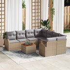 Conjunto de sofás de jardín 9 pcs Beige ratán sintético