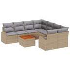 Conjunto de sofás de jardín 9 pcs Beige ratán sintético