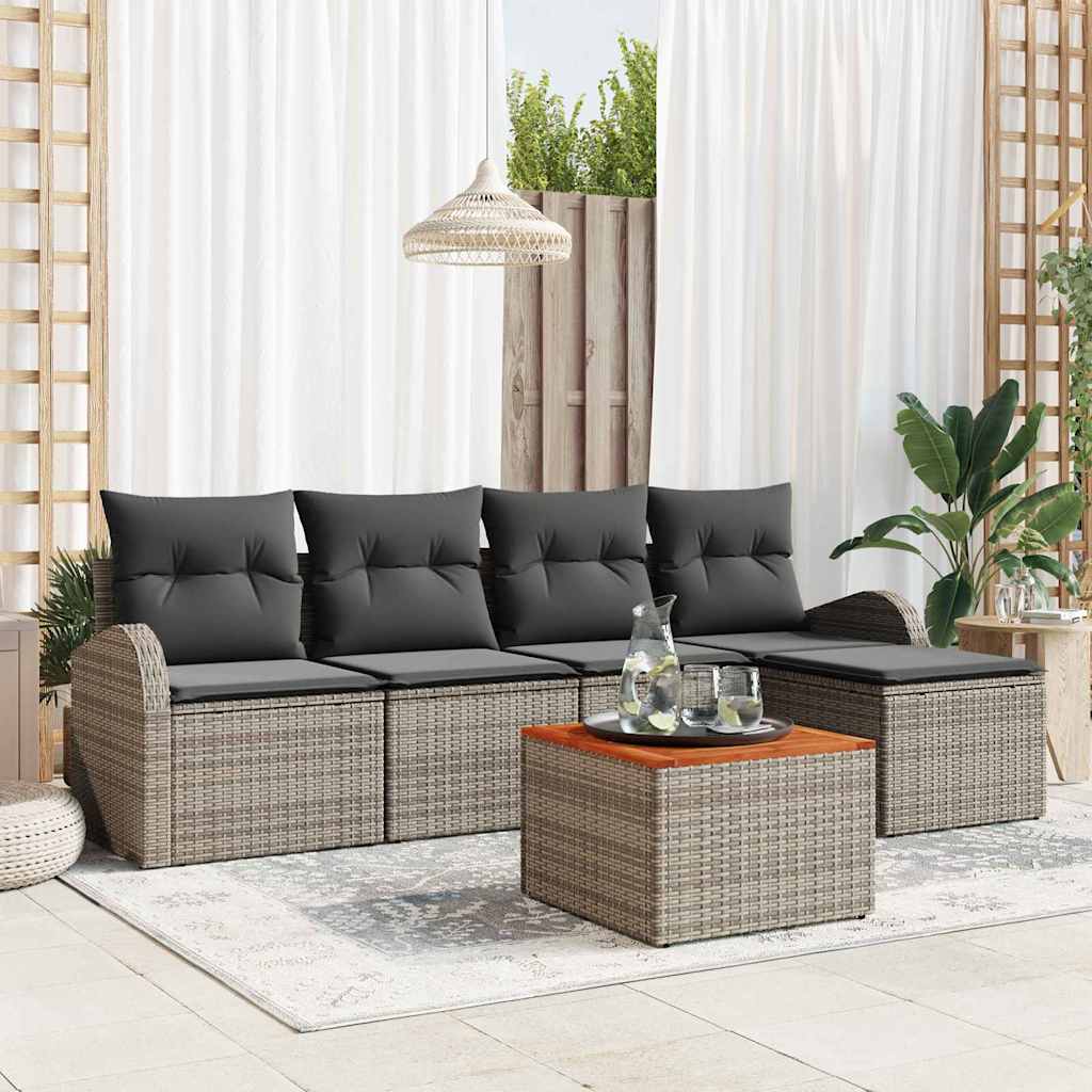 Conjunto de sofás de jardim 6 pcs Bege vime sintético