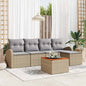 Conjunto de sofás de jardim 6 pcs Bege vime sintético