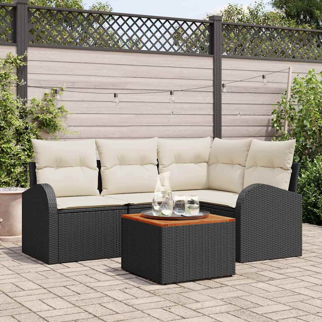Conjunto de sofás de jardín 5 pcs Beige ratán sintético