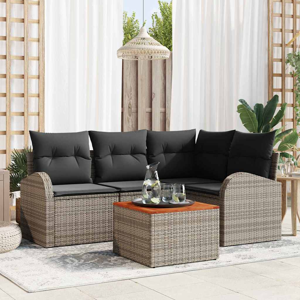 Conjunto de sofás de jardín 5 pcs Beige ratán sintético