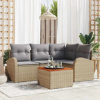 Conjunto de sofás de jardín 5 pcs Beige ratán sintético