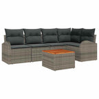 Conjunto de sofás de jardín 6 pcs Gris ratán sintético