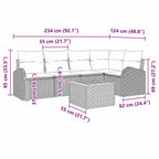 Conjunto de sofás de jardín 6 pcs Gris ratán sintético