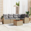 Conjunto de sofás de jardín 6 pcs Beige ratán sintético