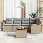 Conjunto de sofás de jardín 6 pcs Beige ratán sintético