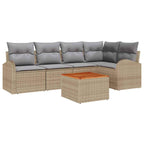 Conjunto de sofás de jardín 6 pcs Beige ratán sintético