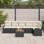 Conjunto de sofás de jardín 7 pcs Negro ratán sintético