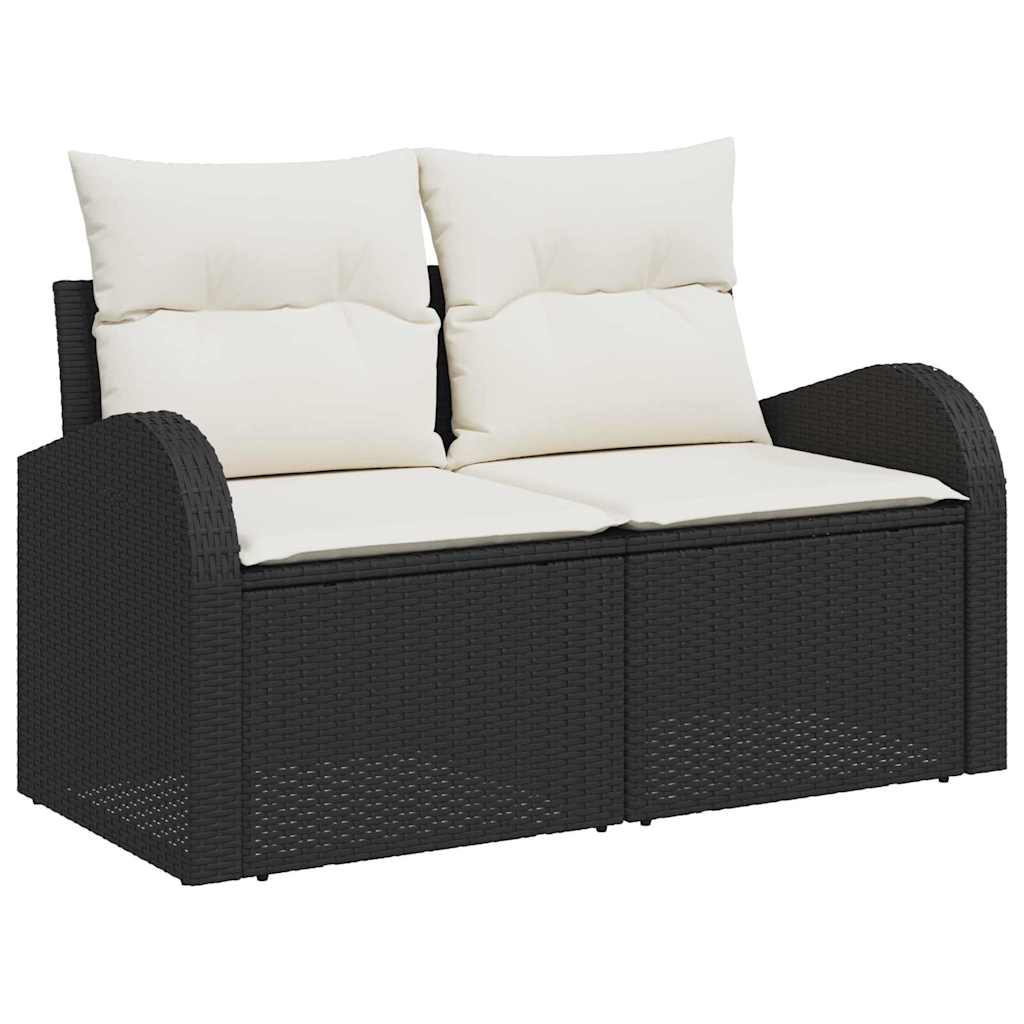 Conjunto de sofás de jardín 7 pcs Negro ratán sintético