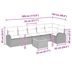 Conjunto de sofás de jardín 7 pcs Negro ratán sintético