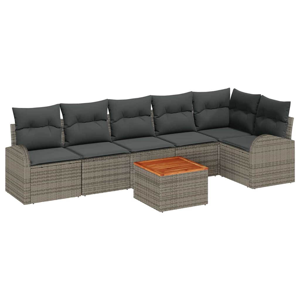 Conjunto de sofás de jardín 7 pcs Gris ratán sintético