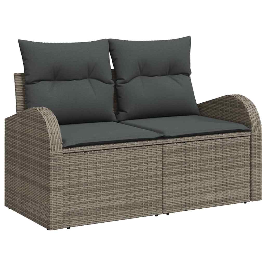 Conjunto de sofás de jardín 7 pcs Gris ratán sintético