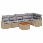 Conjunto de sofás de jardín 7 pcs Beige ratán sintético