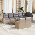 Conjunto de sofás de jardín 9 pcs Beige ratán sintético