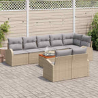 Conjunto de sofás de jardín 9 pcs Beige ratán sintético