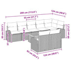Conjunto de sofás de jardín 9 pcs Beige ratán sintético