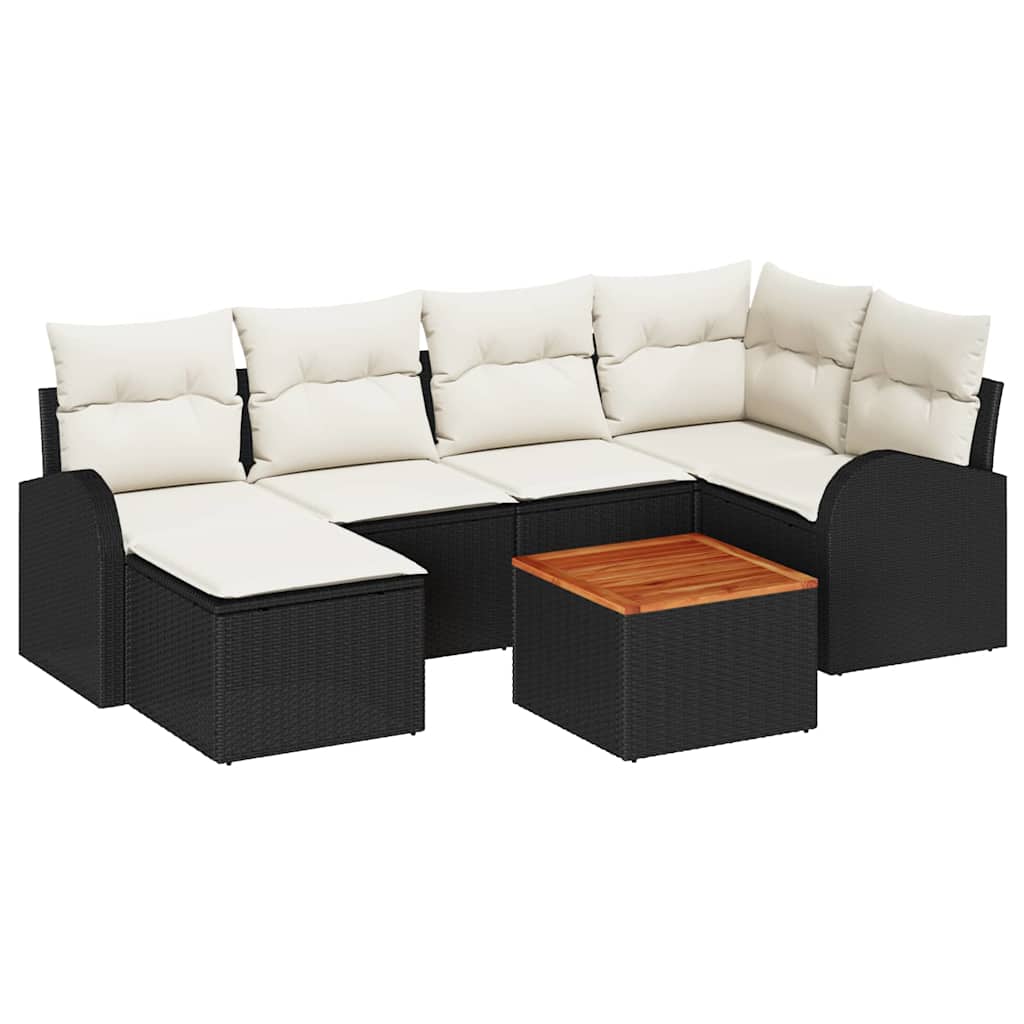 Conjunto de sofás de jardín 7 pcs Beige ratán sintético