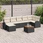 Conjunto de sofás de jardín 8 pcs Negro ratán sintético