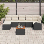 Conjunto de sofás de jardín 8 pcs Negro ratán sintético