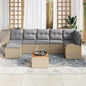 8-Piece Outdoor Sofa Set Beige Poly Rattan