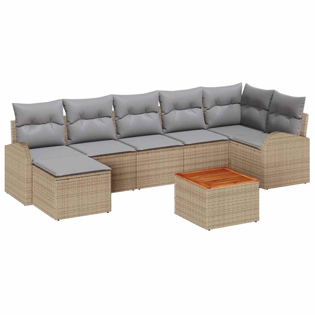 Conjunto de sofás de jardín 8 pcs Beige ratán sintético