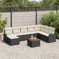 Conjunto de sofás de jardín 9 pcs Negro ratán sintético